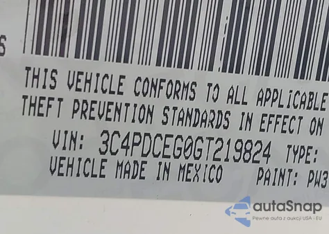 2016 Dodge Journey R/T из США, поврежденный, VIN 3C4PDCEG0GT219824